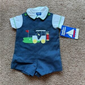 NEW NWT vintage robert jackson onesie golf cart embroidered 9-12 month two piece